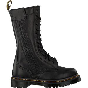 Dr. Martens, Schoenen, Dames, Zwart, 36 EU, Leer, Zwarte Leren Biker Boots met Diagonale Rits