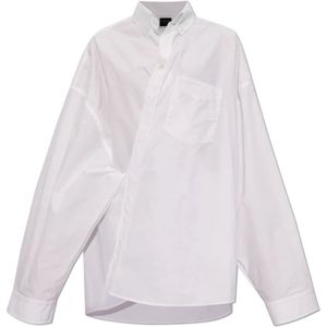 Balenciaga, Blouses & Shirts, Dames, Wit, 2Xs, Katoen, Asymmetrisch shirt