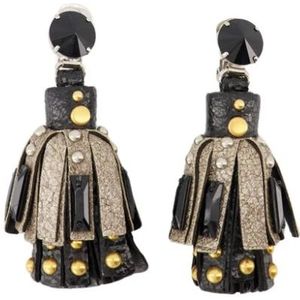 Prada, Accessoires, Dames, Veelkleurig, ONE Size, Leer, Vintage Leren Oorbellen met Gouden Studs