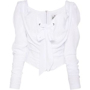 Vivienne Westwood, Blouses & Shirts, Dames, Wit, XS, Chiffon, Witte Zijden Chiffon Crepe Corset Stijl Top