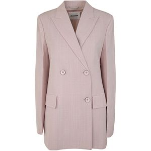 Jil Sander, Lichtroze Viscose Blend Blazer Roze, Dames, Maat:XS