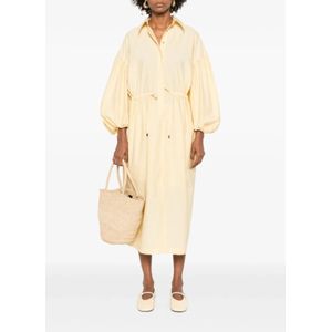 Brunello Cucinelli, Kleedjes, Dames, Geel, M, Pastelgele Ballonmouw Maxi Jurk