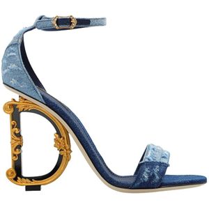 Dolce & Gabbana, Schoenen, Dames, Blauw, 39 EU, Denim, Sandalen met hak