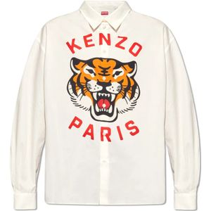 Kenzo, Overhemden, Heren, Beige, M, Katoen, Oversized shirt