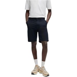 Hugo Boss, Korte broeken, Heren, Blauw, W35, Katoen, Blauwe Katoenmix Shorts met Zakken