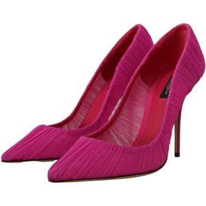 Dolce & Gabbana, Schoenen, Dames, Roze, 39 EU, Tule, Roze Tule Stiletto Pumps - Elegant en Stijlvol