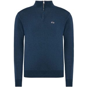 La Martina, Truien, Heren, Blauw, 3Xl, Blauwe Acryl Half-Zip Sweater