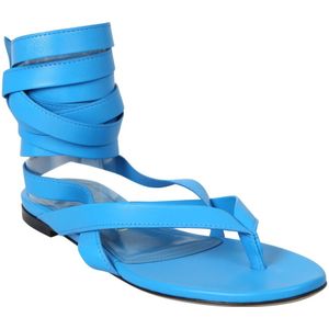 The Attico, Schoenen, Dames, Blauw, 37 EU, Blauwe Vetersandalen