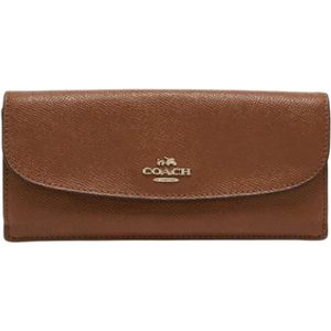 Coach Pre-owned, Pre-owned, Dames, Bruin, ONE Size, Tweed, Tweedehands leren portemonnees