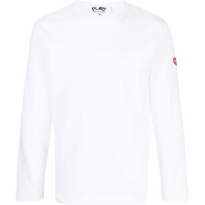 Comme des Garçons Play, Long Sleeve Tops Wit, Heren, Maat:S