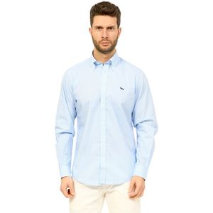 Harmont & Blaine, Overhemden, Heren, Blauw, L, Katoen, Blauwe Button-Down Shirt met Bassotto Borduursel