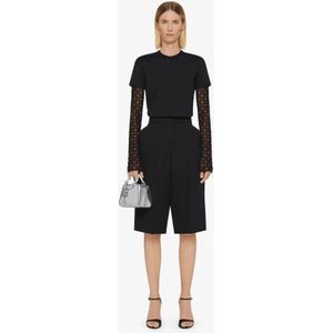 Givenchy, Tops, Dames, Zwart, S, Tule, Zwart T-shirt met Tule Mouwen