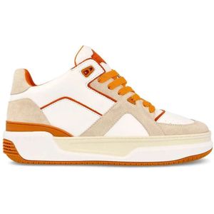 Just Don, Schoenen, Heren, Veelkleurig, 40 EU, Leer, Luxe JD3 Sneakers Wit Beige Oranje