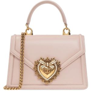 Dolce & Gabbana, Tassen, Dames, Roze, ONE Size, Leer, ‘Devotion Small’ schoudertas