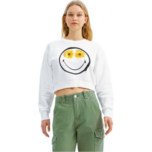 Desigual, Sweatshirts & Hoodies, Dames, Wit, M, Smiley Hoodie