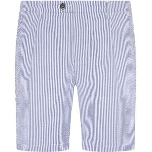 Boggi Milano, Bermuda Shorts van stretch katoenen seersucker Blauw, Heren, Maat:XL