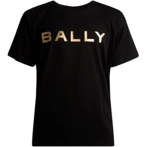 Bally, Tops, Heren, Zwart, S, Katoen, Zwart Metallic-Logo Katoenen T-Shirt