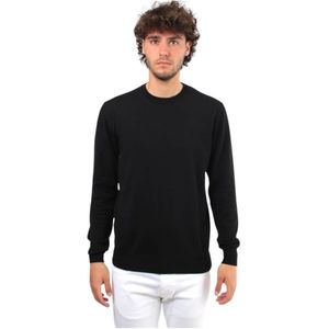 Altea, Sweatshirts & Hoodies, Heren, Zwart, L, Katoen, Zwarte Ronde Hals Lange Mouw Katoenen T-shirt