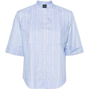 Fay, Blouses & Shirts, Dames, Blauw, S, Katoen, Gestreept Katoenen Overhemd