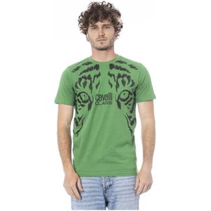 Cavalli Class, Tops, Heren, Groen, 2Xl, Katoen, Groene Katoenen Logo Print T-Shirt