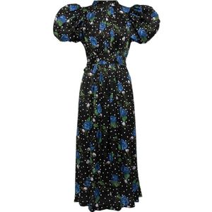 Rotate Birger Christensen, Jurk met polka dot en bloemenprint Zwart, Dames, Maat:M