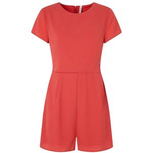 Pepe Jeans, Jumpsuits & Playsuits, Dames, Rood, S, Polyester, Koraal Korte Mouw Jumpsuit