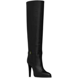 Saint Laurent, Schoenen, Dames, Zwart, 38 EU, Leer, Diane Laarzen