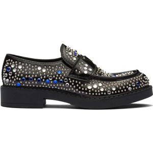 Prada, Zwarte Rhinestone Leren Loafers Zwart, Heren, Maat:41 1/2 EU