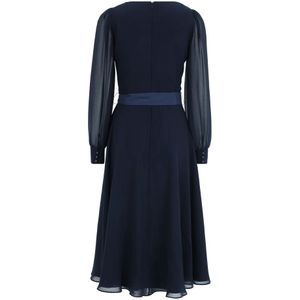 vera mont, Kleedjes, Dames, Blauw, 2Xl, Chiffon, Cocktailjurk met Riem