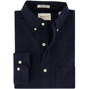 Gant, Overhemden, Heren, Blauw, L, Katoen, Donkerblauw Button-Down Overhemd met Borstzak