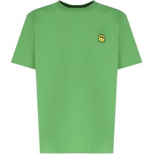Barrow, Tops, Heren, Groen, S, Katoen, Groene Katoenen T-shirt met Ingelegd Logo