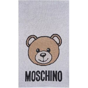 Moschino, Gezellig Teddybeer Sjaal en Muts Set Grijs, Dames, Maat:ONE Size