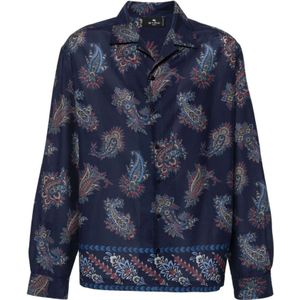 Etro, Casual Shirts Blauw, Heren, Maat:M