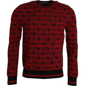 Dolce & Gabbana, Truien, Heren, Veelkleurig, L, Polyester, Xoxo Print Crew Neck Sweater