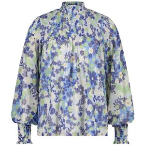 Fabienne Chapot, Blouses & Shirts, Dames, Blauw, S, Polyester, Mila Smock Hals Top
