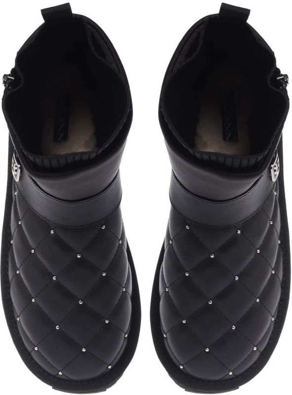 Baldinini, Schoenen, Dames, Zwart, 37 1/2 EU, Nylon, Ankle boots in black quilted leather and nylon with studs