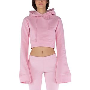 Vetements, Cropped Hoodie met Uitlopende Mouw Roze, Dames, Maat:M