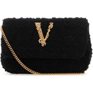Versace, Tassen, Dames, Zwart, ONE Size, Zwarte Stoffen Mini Clutch