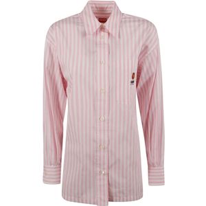 Kenzo, Blouses & Shirts, Dames, Roze, S, Katoen, Katoenen Poplin Overhemden