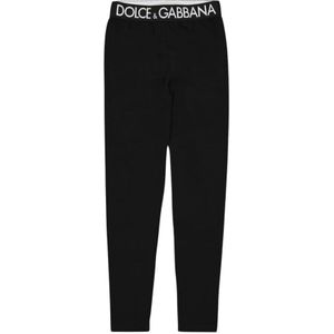 Dolce & Gabbana, Broeken, Dames, Zwart, M, Nylon, Logo Leggings