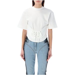 Mugler, Corset T-Shirt - Stijlvol en Trendy Wit, Dames, Maat:M