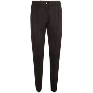 Moncler, Broeken, Dames, Zwart, M, Nylon, Zwarte Slim-Fit Broek met Naaddetails