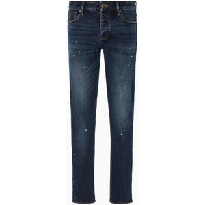 Emporio Armani, Denim Blauwe 5 Zakken Jeans Blauw, Heren, Maat:W29