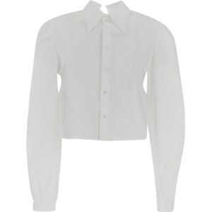 MM6 Maison Margiela, Blouses & Shirts, Dames, Wit, M, Katoen, Witte Katoenen Shirt met Lange Mouwen