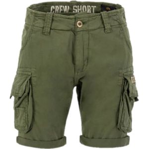 Alpha Industries, Korte broeken, Heren, Groen, W33, Katoen, Cargo Crew Shorts Donker Olijf