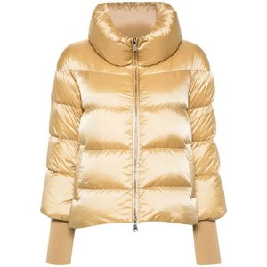 add, Jassen, Dames, Beige, XS, Gouden Beige Dons Kort Jack