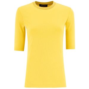 Fabiana Filippi, Tops, Dames, Oranje, L, Katoen, Geribbeld Katoen Slim Fit T-shirt