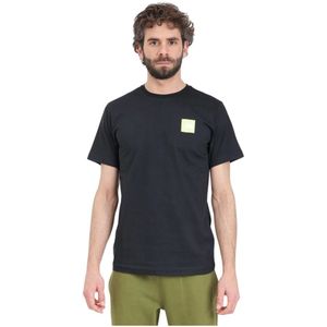 The North Face, Tops, Heren, Zwart, M, Katoen, Zwarte Coördinaten Print T-shirt Regular Fit