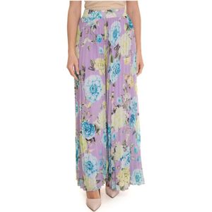 Luckylu, Bloemen Geplisseerde Zachte Broek Veelkleurig, Dames, Maat:M