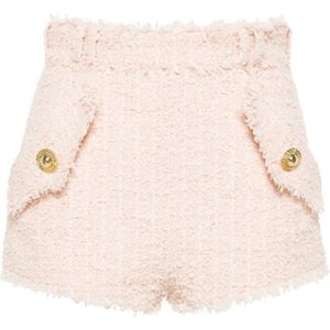 Balmain, Korte broeken, Dames, Roze, S, Bronze Short Shorts voor Vrouwen